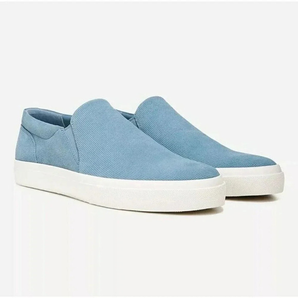 NWT Vince Fletcher Men's Slip On Sneakers Highwater Blue Suede Size 8 MSRP $200